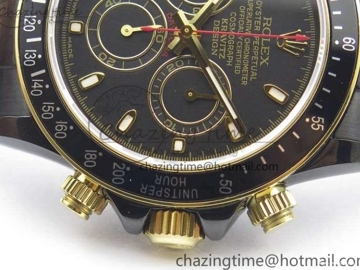 0415 Modern Daytona Kravitz YG DLC BP Maker Best Edition Black Dial On DLC Bracelet A4130 (Free Leather Strap) 3572